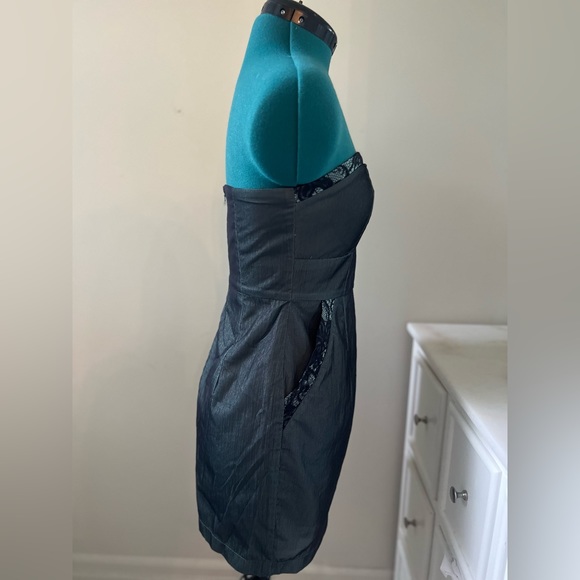 C. Luce Strapless Dress with Pockets (Green, Lace Details, Medium) - Picture 2 of 3